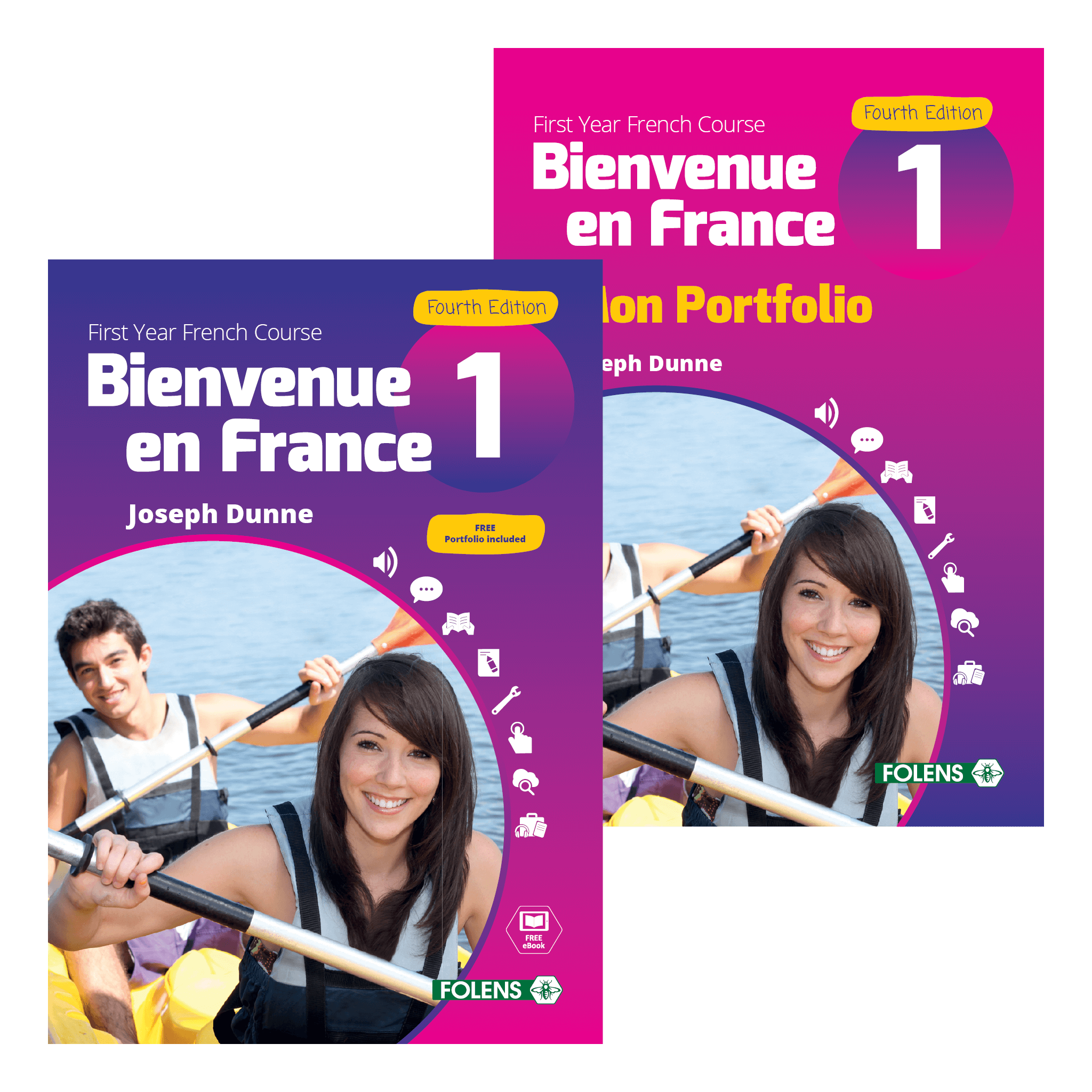 Folens Bienvenue en France 1 book cover for Junior Cycle French - Textbook & Portfolio