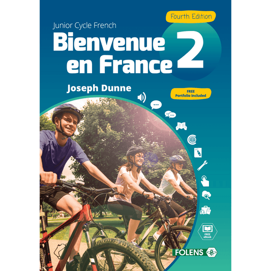 Folens Bienvenue en France 2 book cover for Junior Cycle French - Textbook